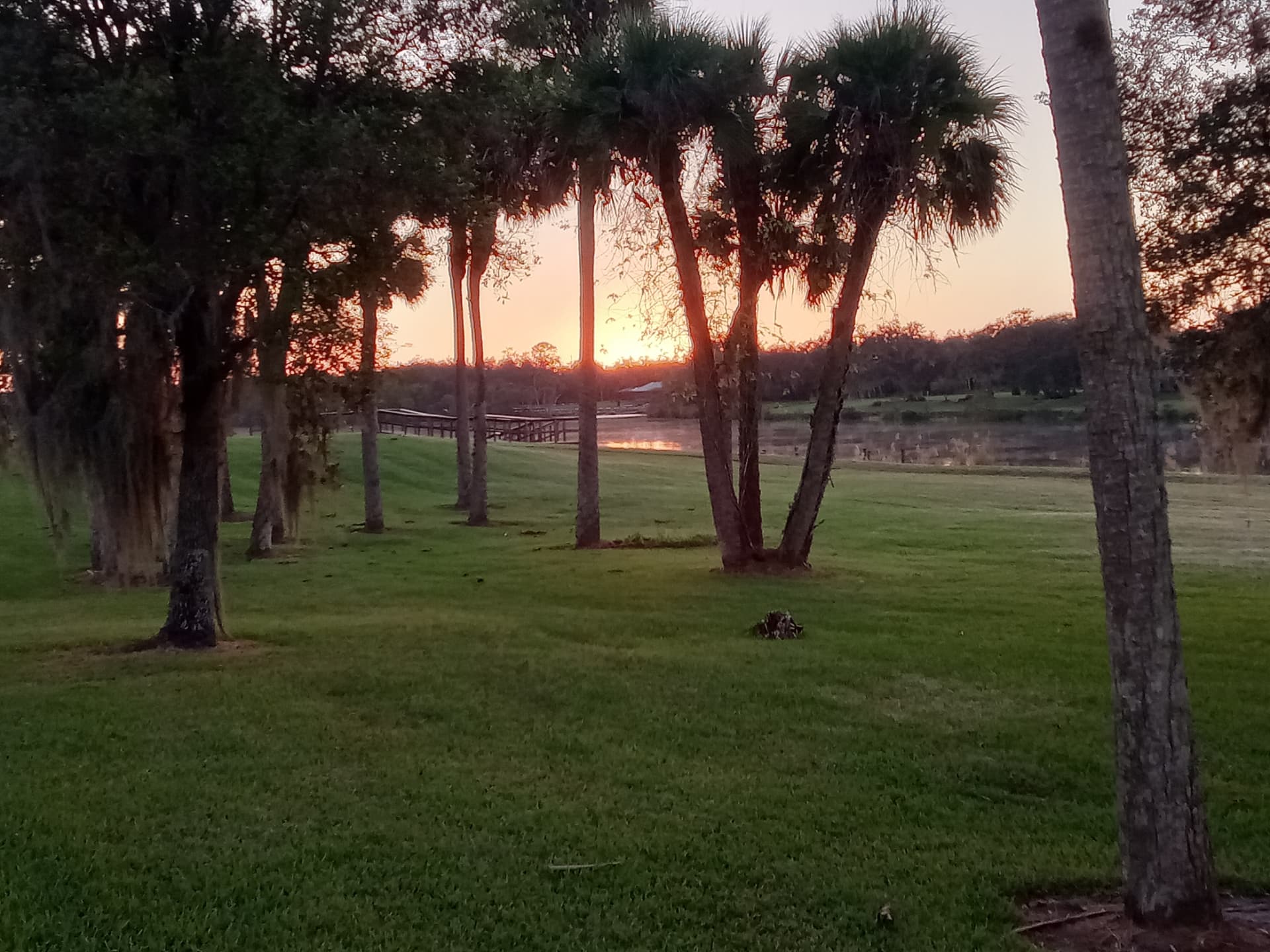 Sunset over the water at Riverside Retreat Center